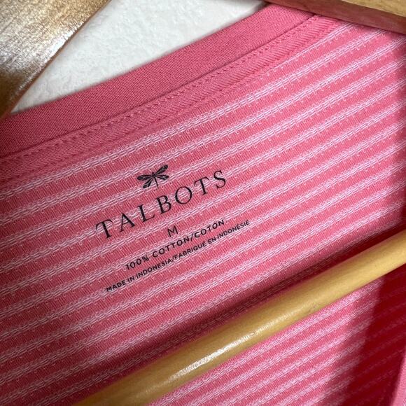 Talbots 100% Cotton Pink Stripe Long Sleeve Tee Medium - Picture 5 of 10